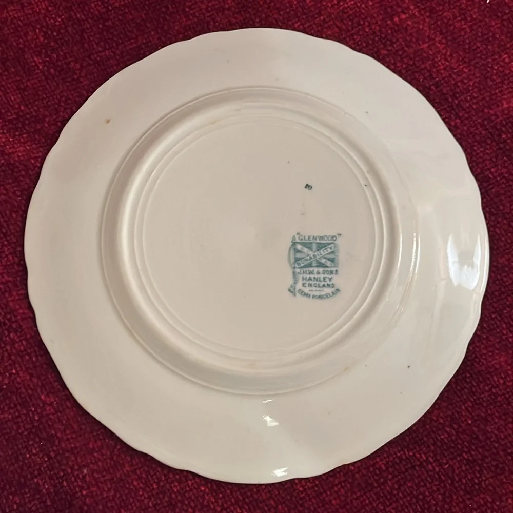 Vintage Glenwood 7” Semi-Porcelain Plates Set of 3 J.H.W. & Sons Hanley, England